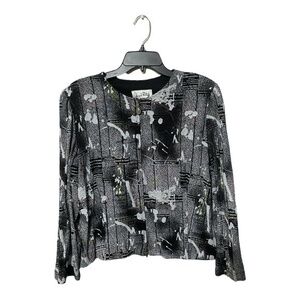 Joseph Ribkoff Womens Full Zip Jacket Newsprint Splash Cropped Size 12